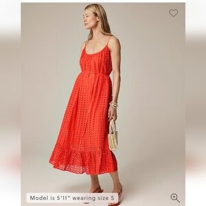 J Crew Oval eyelet midi dress CK828 Size XXS Coral Orange